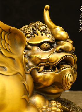 全铜招财a貔貅摆件中式客厅玄关老板办公桌面装饰品店铺开业送礼