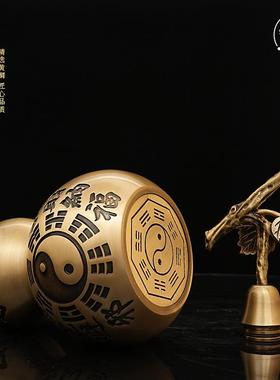 招财纳福葫芦黄铜摆件流苏葫芦工艺品彩绘彩铜家居客厅装饰铜摆饰