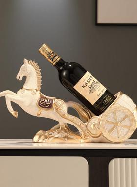 新中式高档创意福马拉车红酒架葡萄酒架子客厅酒柜装饰品摆件礼物