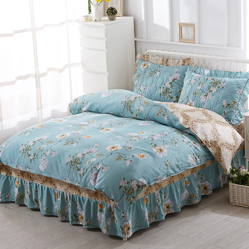 纯棉夹棉加厚床裙式四件套床套带床罩款床单全棉床上床群床围冬4,淘宝优惠券,粉丝福利购,淘宝优惠卷