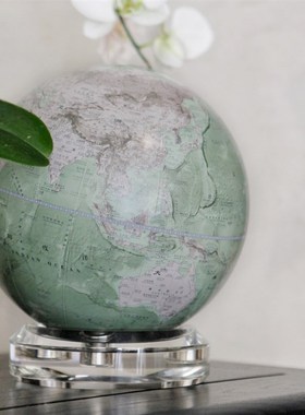水晶底座】宏微地球仪轻奢手工书房客厅玄关开业节日礼品水晶摆件