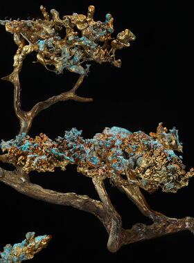 威弗列德客厅玄关艺术品摆设创意礼品礼物中式招财迎客松铜摆件