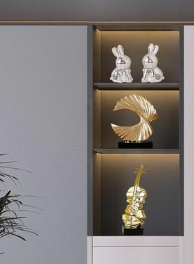 小提琴创意摆件轻奢高档工艺品家居酒柜办公室桌面高级感装饰品