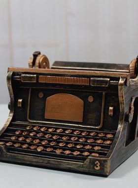 0树脂打字机花盆工艺品 庭院天台装饰花槽饮品店酒吧柜台树脂摆件