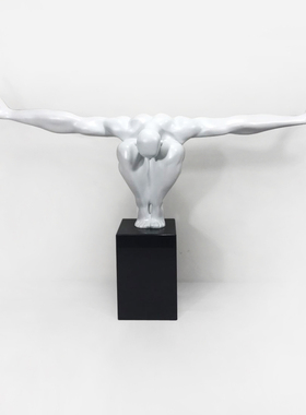 软装酒店古铜金抽象动作人体跳水红色肌肉人物定制雕塑家居摆件