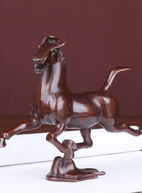 纯铜马踏飞燕生肖马奔马摆件马到成功家居办公商铺前台桌面装饰品