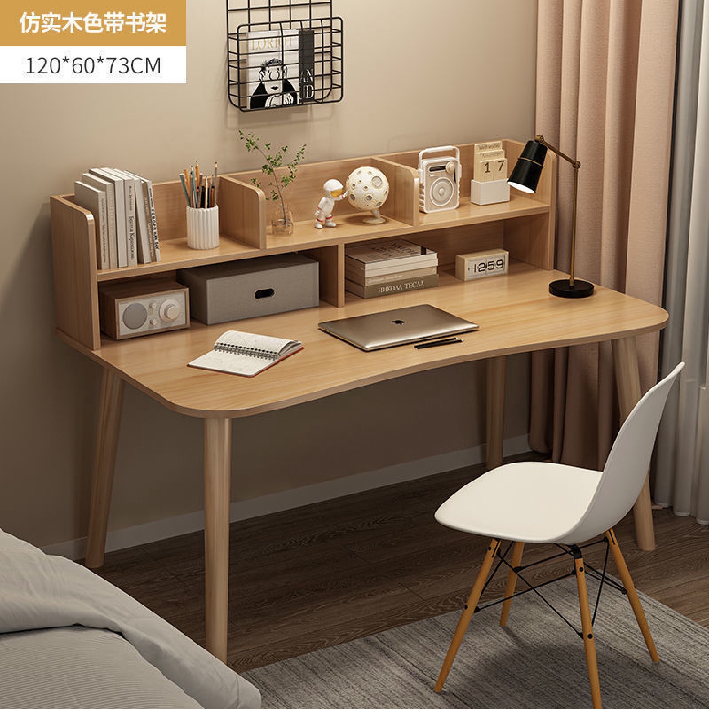 电脑桌台式家用简易书桌出租屋女生卧室小桌子带椅子学生写字桌子 - 图1