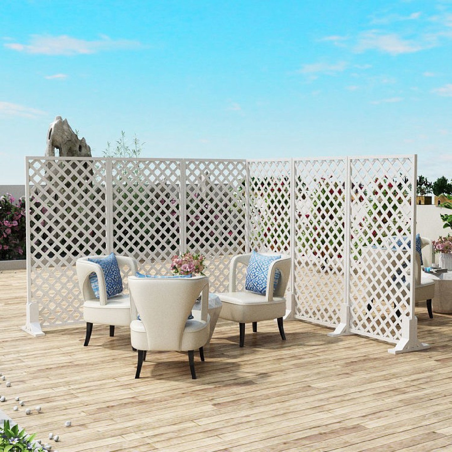 爬藤花壁挂网架网格栏杆片白色室外护阳台防腐木栅栏隔断花架围栏,淘宝优惠券,粉丝福利购,淘宝优惠卷