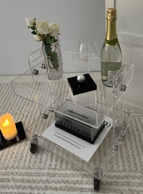 亚克力可移动推车置物架家用多功能现代简约储物收纳架透明in代之