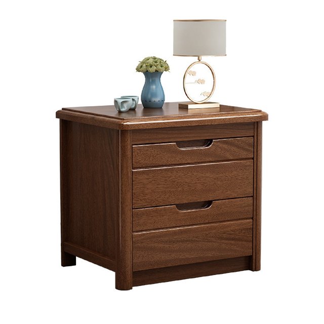 Walnut full solid wood bedside table household bedroom storage cabinet small apartment Chinese modern simple bedside cabinet