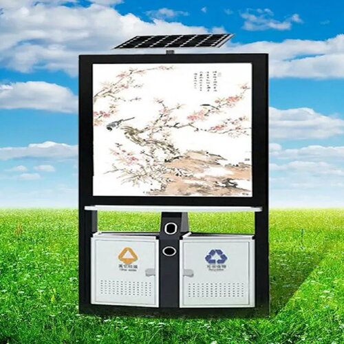 广告牌垃圾桶两分类太阳能广告仿古街道景区垃圾箱果皮箱滚动灯箱 - 图3