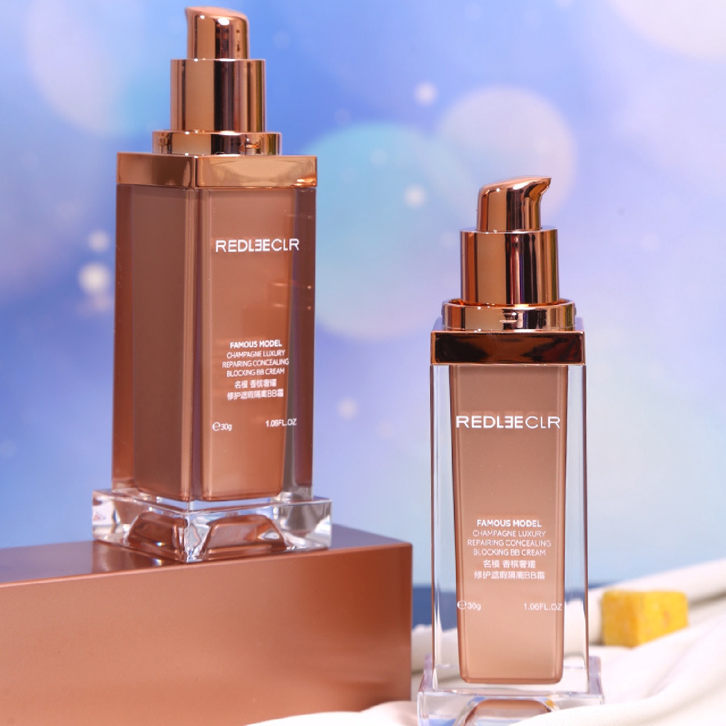 瑞莉名模香槟奢耀修护遮瑕隔离BB霜隔离粉底液持久不脱妆粉底批发 - 图0