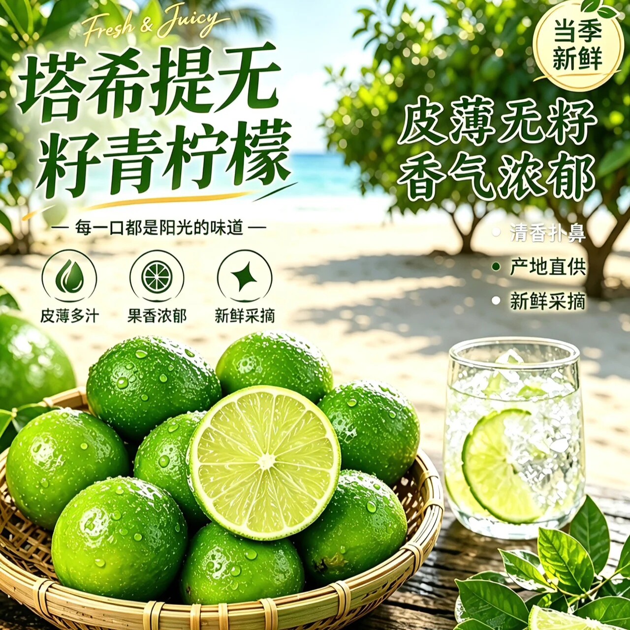 塔西提青柠檬新鲜水果皮薄多汁2斤