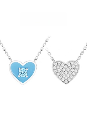 爱心吊坠系列千金风甜酷少女多彩爱心双面圆牌质感甜美百搭项链