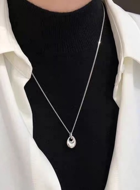 简约银色椭圆项链轻奢高级感时尚气质优雅小众设计百搭锁骨链女