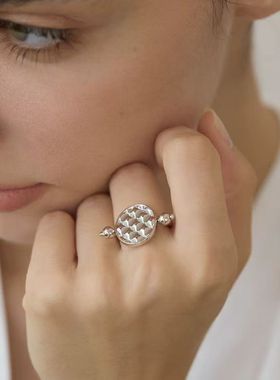 「菠萝」戒指复古气质小众高级感精致简约欧美复古风可调节开口戒