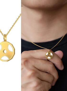 金银色哑光圆形吊坠项链可调节细链百搭个性小众设计感男女通用