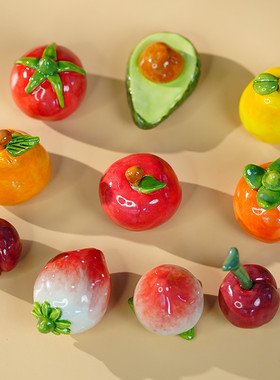 景德镇手捏陶瓷水果盆景桌面装饰小摆件博古架茶宠文房镇尺茶宠