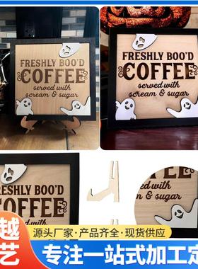 新品TUME热卖万圣节木制工艺品咖啡厅摆件幽灵派对装饰