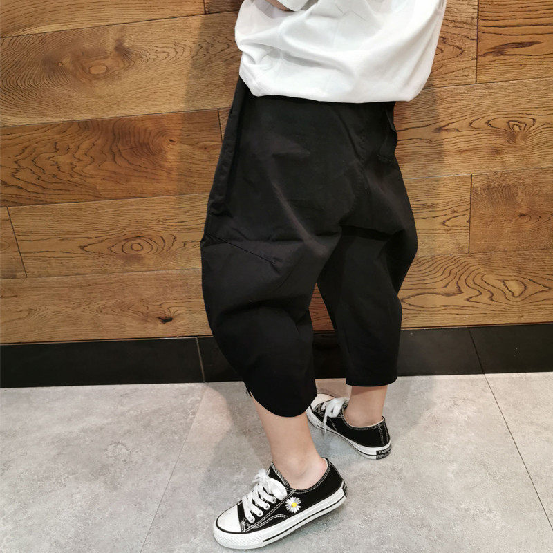 2025夏季薄男童黑韩版洋气宝宝老爹裤儿童七分裤潮款,淘宝优惠券,粉丝福利购,淘宝优惠卷