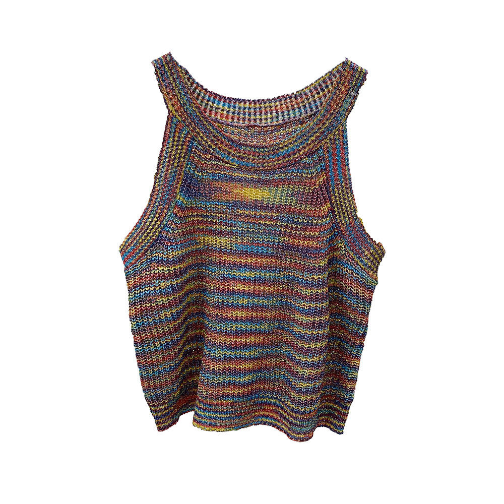 2024条纹女夏季外穿辣妹内搭短款无袖打底衫挂脖,淘宝优惠券,粉丝福利购,淘宝优惠卷