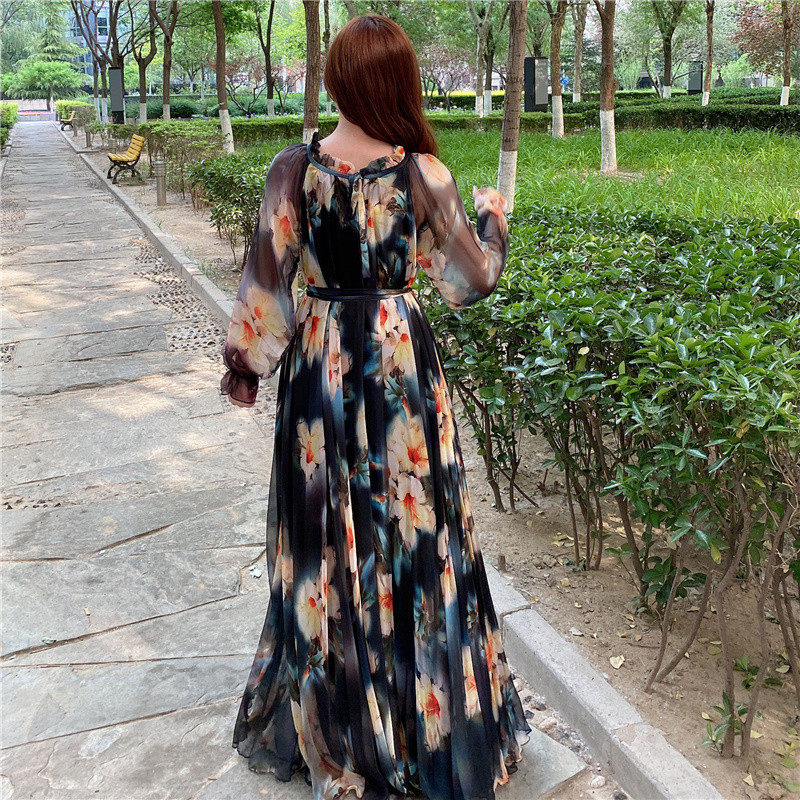 旅拍沙漠超长款印花大码及踝长袖超大裙摆雪纺仙女,淘宝优惠券,粉丝福利购,淘宝优惠卷