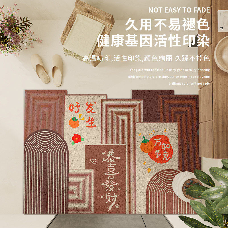 丝圈地垫喜庆红色入户门垫防滑耐磨除尘进门口脚垫子用玄关地毯,淘宝优惠券,粉丝福利购,淘宝优惠卷