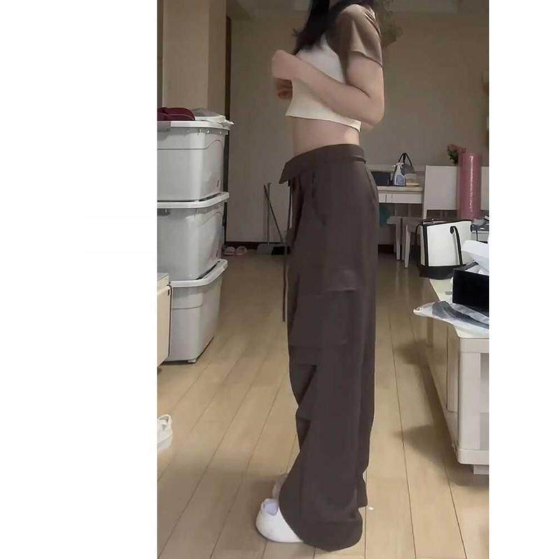 夏季新款2-300斤美式咖色工装裤女胖mm大码梨形身材阔腿,淘宝优惠券,粉丝福利购,淘宝优惠卷