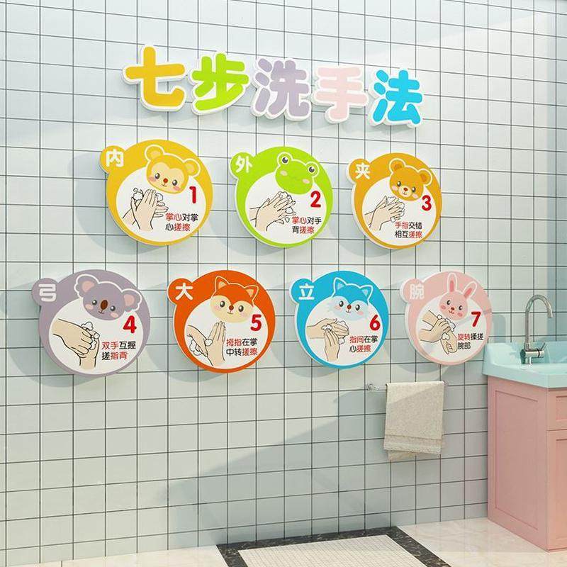刷牙六步骤卡通墙贴纸贴画墙面装饰文化主题卫生间自粘幼儿园装饰,淘宝优惠券,粉丝福利购,淘宝优惠卷