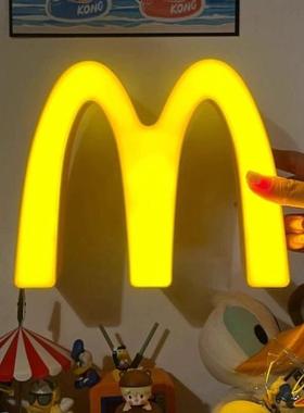 M记w麦当劳小夜灯logo周边麦门奶油风摆件卧室房间生日礼物装饰品