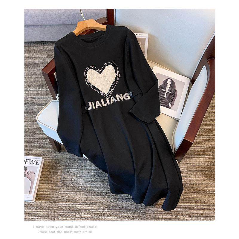 300斤特大码烫钻爱心裙女秋季200胖mm加肥显瘦孕妇遮肚,淘宝优惠券,粉丝福利购,淘宝优惠卷