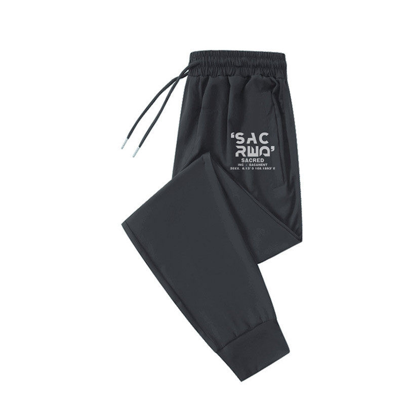 运动裤男夏季薄款条形冰丝速干九分裤弹力休闲宽松加肥加大码,淘宝优惠券,粉丝福利购,淘宝优惠卷