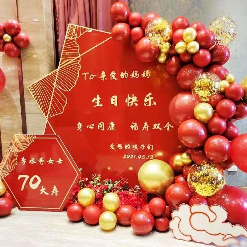 寿宴场景布置屏幕两侧60岁80大寿90寿星祝寿装饰背景墙kt气球套餐 - 图2