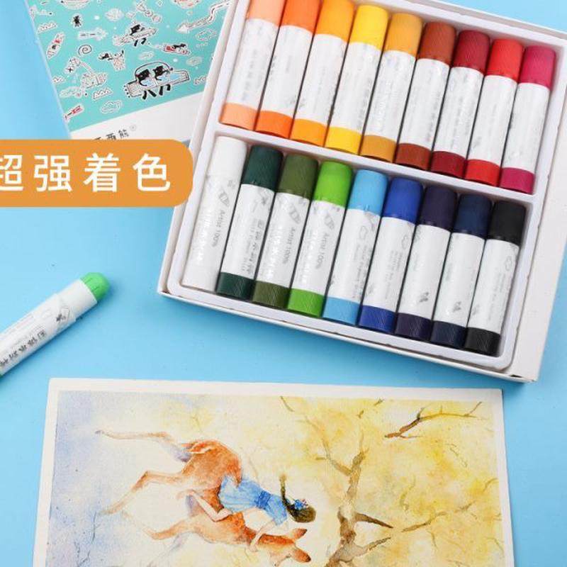 西西熊固体水粉棒儿童颜料12色水彩笔固体水粉棒绘画笔固体套装,淘宝优惠券,粉丝福利购,淘宝优惠卷