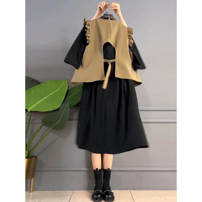 木耳边美背马甲两件套胖mm夏季新款大码马夹套装潮,淘宝优惠券,粉丝福利购,淘宝优惠卷