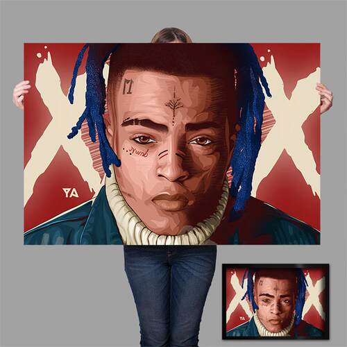 XXXTentacion海报定制嘻哈说唱宿舍装饰挂画自粘壁纸照片墙贴订做 - 图0