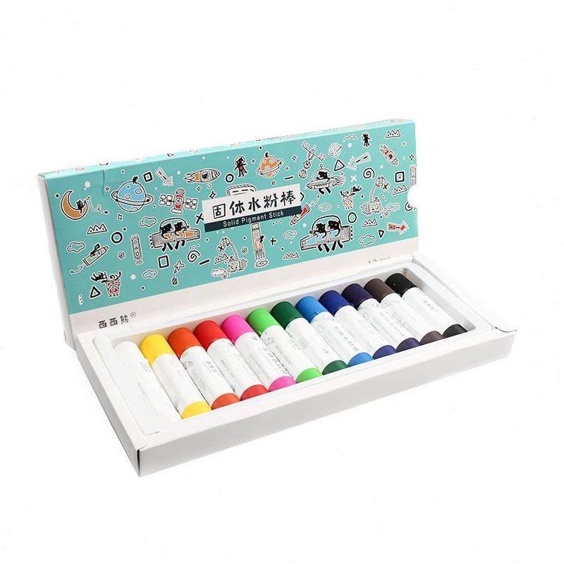 西西熊固体水粉棒儿童颜料12色水彩笔固体水粉棒绘画笔固体套装,淘宝优惠券,粉丝福利购,淘宝优惠卷