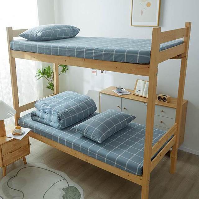 . Student three-piece set Japanese-style colored single sheets 9 bed sheets, all-cotton dormitory top and bottom lay water washing cotton pure cotton 0A