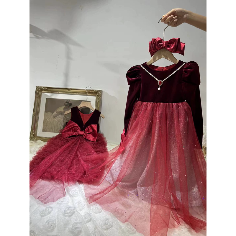 高定24秋冬圣诞新年红色丝绒裙蛋糕裙节日,淘宝优惠券,粉丝福利购,淘宝优惠卷