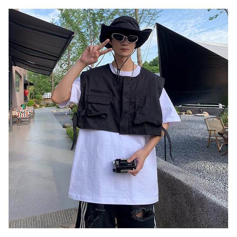青少年口袋短款马甲男ins潮设计感小众宽松韩版潮流坎肩,淘宝优惠券,粉丝福利购,淘宝优惠卷