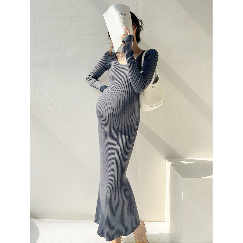 孕期款秋装打底裙韩版圆领喇叭袖纯色气质孕妇装女,淘宝优惠券,粉丝福利购,淘宝优惠卷