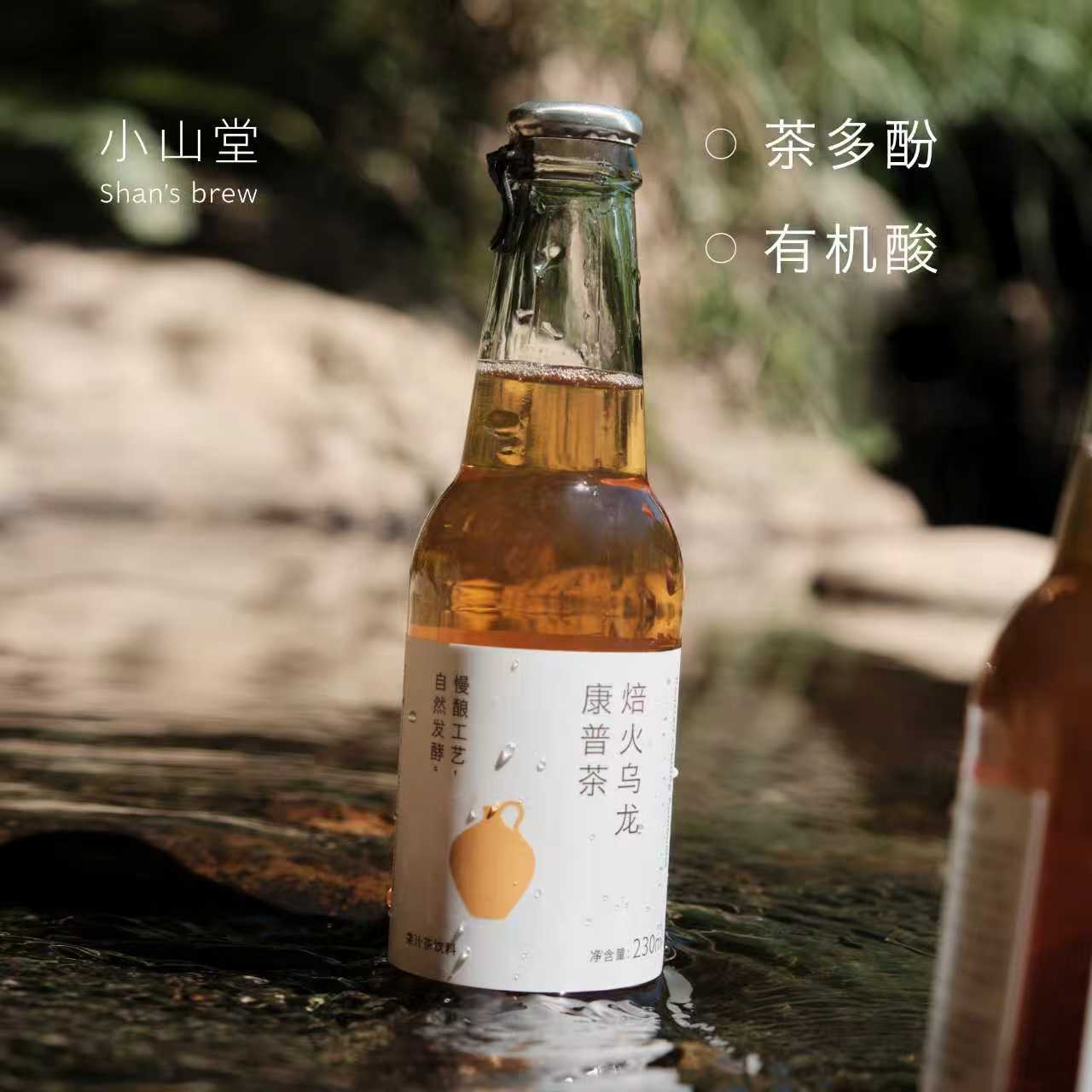小山堂康普茶气泡水碳酸饮料230ml*6瓶 青提果汁健康饮品发酵液