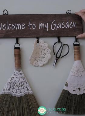 迷你微型桌面清洁草编扫帚扫把簸箕园艺杂货花园摆件清洁桌面除尘