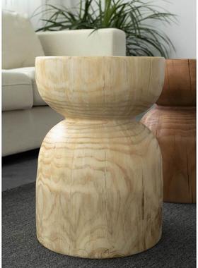 家用圆形茶几凳矮简约实木边几树木墩子创意原木民宿摆件根雕凳子