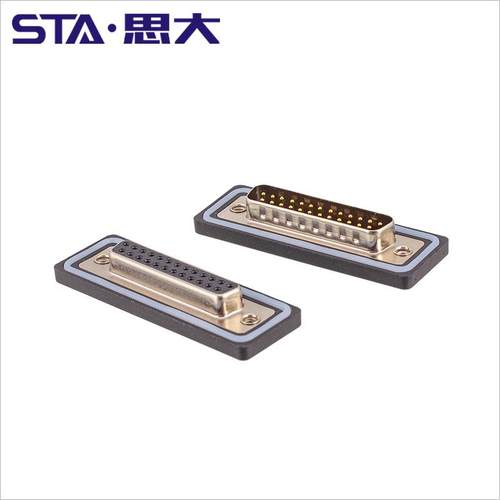 D-SUB防水连接器DB9弯针公座15 25 37 50芯母座IP67串口直针接头 - 图1