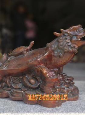 大号纯铜母子龙龟元宝纯黄铜八卦龙龟铜器工艺品动物摆件