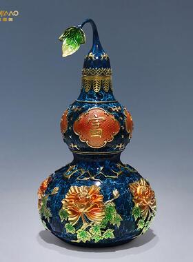 黄铜玉堂葫芦摆件家用客厅电视柜玄关装饰品壁龛摆设乔迁入户礼物