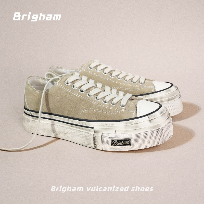 Brigham“炸弹”25ss.日系复古个性擦色反绒皮厚底硫化鞋TR101,淘宝优惠券,粉丝福利购,淘宝优惠卷