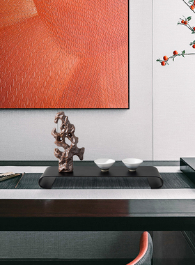 新太湖石盘装样板间茶几桌书房茶室抽象软装饰品