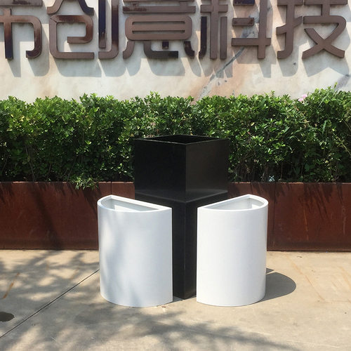 花箱 创意简约现代不锈钢花盆高低组合景区园林阳台花箱花钵厂家 - 图1